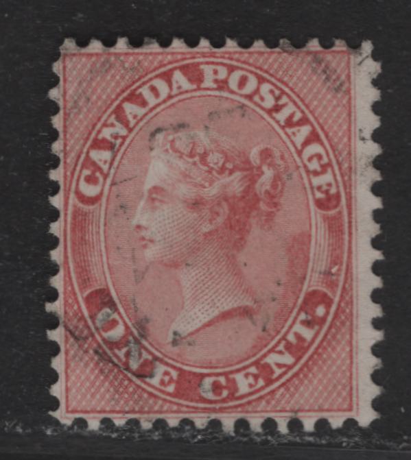 Lot 87 (C) Canada #14 1c Rose Queen Victoria, 1859-1864 Cents Issue, A Fine Used Single, Perf 12, Cents-R Paper, Scarcer Than The Other Types.