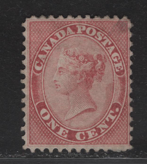 Lot 89 (C) Canada #14viii 1c Rose Queen Victoria, 1859-1864 Cents Issue, A Very Good Unused Single, Perf 12x11.75, Paper Cents-C, Small Repaired Tear At UR.