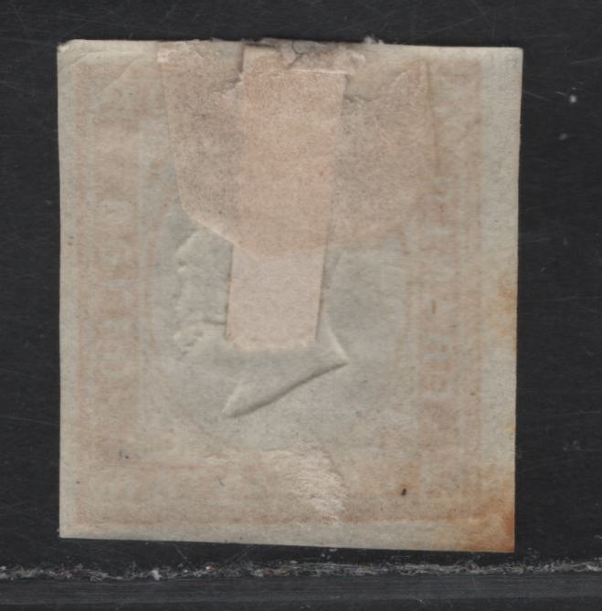 Lot 9 Sardinia SC#14 80c Orange Yellow Victor Emmanuel II, 1855-1863 Embossed Victor Emmanuel II Issue, A VFOG Imperf Single, 4 Clear To Large Margins