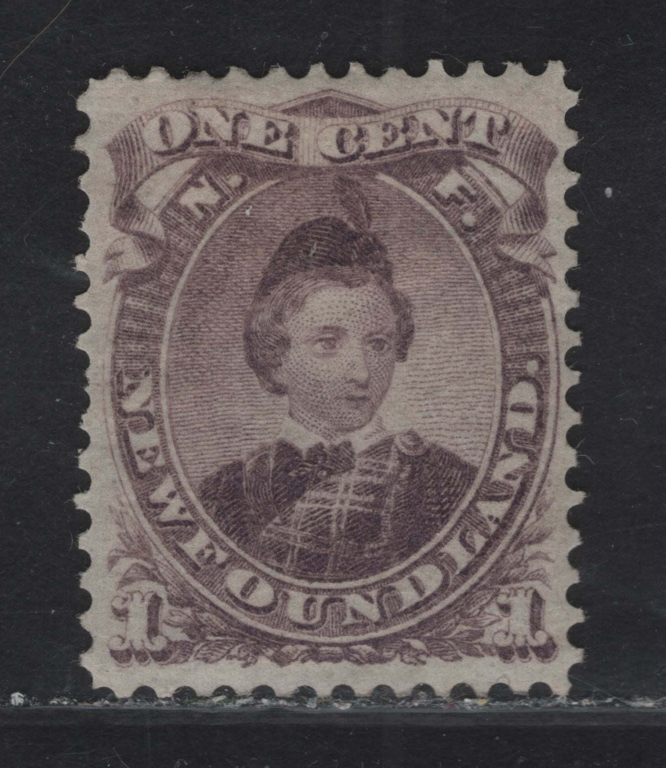 Lot 11 (C) Newfoundland #32 1c Violet Edward, Prince of Wales, 1868-1894 2nd Cents Issue, A VFOG Single, Paper Cents-V, Perf 12, Beautifully Centered & Fresh Example With Full Original Gum.