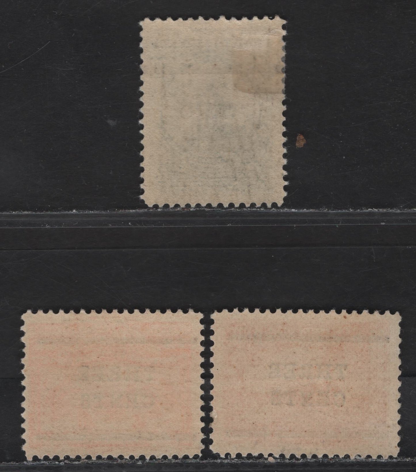 Lot 111 (C) Newfoundland #127, 129-130 2c on 30c - 3c on 35c Slate - Red Colony Seal - Iceberg, 1920 Surcharge Issue, 3 VFOG Singles