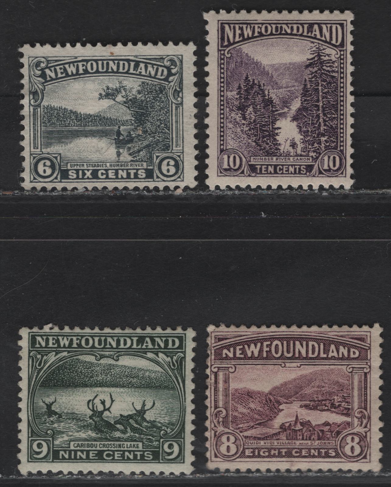 Lot 118 (C) Newfoundland #136-139 6c - 10c Gray - Dark Violet Upper Steadies - Humber River Canyon, 1923-1924 Pictorial Issue, 4 F/VFOG Singles, Papers WM-N (6c), WM-L (10c) & WM-H (Rest), Various Perfs