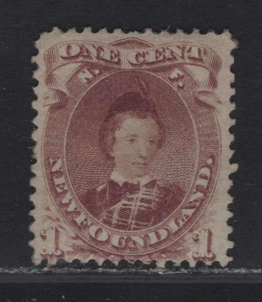 Lot 13 (C) Newfoundland #32A 1c Brown Lilac Edward, Prince of Wales, 1868-1894 2nd Cents Issue, A Very Good Unused Single, Paper Cents-D, Perf 12