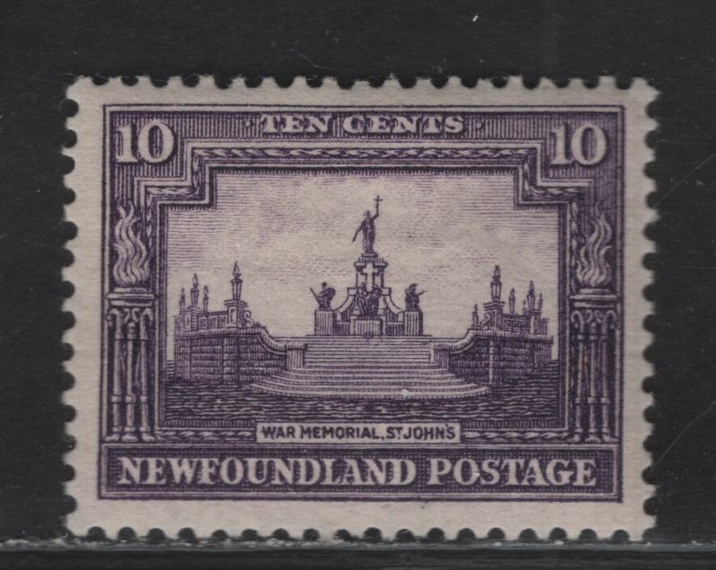 Lot 137 (C) Newfoundland #179 10c Dark Violet War Memorial, 1931 Watermarked Pictorial Issue, A VFOG Single, Comb Perf 13.7x14