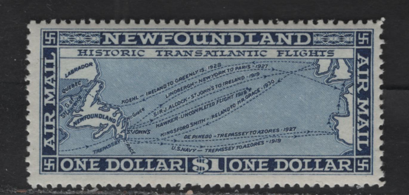Lot 141 (C) Newfoundland #C8 $1 Blue Historic Transatlantic Flight, 1931 Airmail Issue, A FOG Single, Line Perf 14.25x13.9
