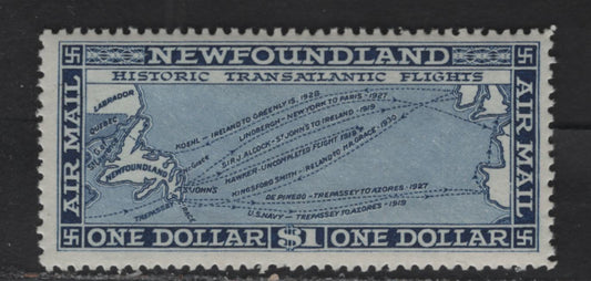 Lot 141 (C) Newfoundland #C8 $1 Blue Historic Transatlantic Flight, 1931 Airmail Issue, A FOG Single, Line Perf 14.25x13.9