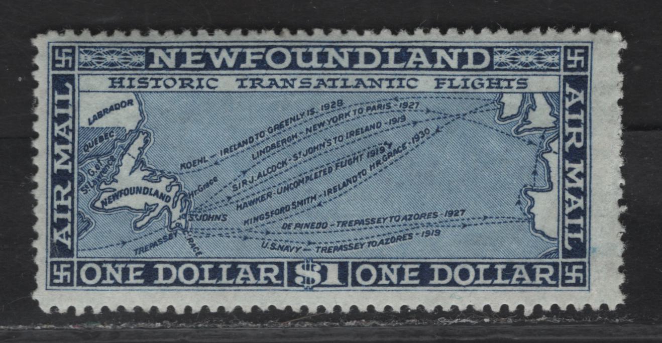 Lot 143 (C) Newfoundland #C11 $1 Blue Historic Transatlantic Flight, 1931 Airmail Issue, A FOG Single, Line Perf 14.2