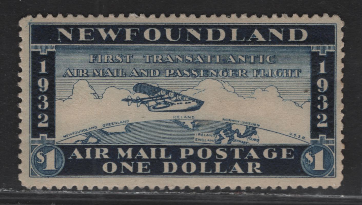 Lot 144 (C) Newfoundland #Unissued $1 Dark Blue First Transatlantic Airmail & passenger Flight, 1932 Airmail Issue, A VFOG Single, Wayzata Airmail