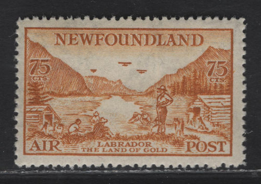 Lot 157 (C) Newfoundland #C17 75c Bistre Labrador, Land of Gold, 1933 Airmail Issue, A VFOG Single, Perf 14.3