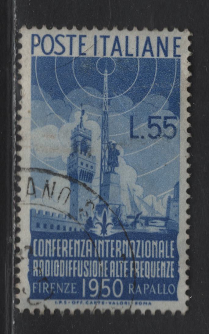 Lot 191 Italy SC#539 55l Blue Radio Mast & Tower of Florence, 1950 International Shortwave Radio Conference Issue, A Very Fine Used Single, CTO Example
