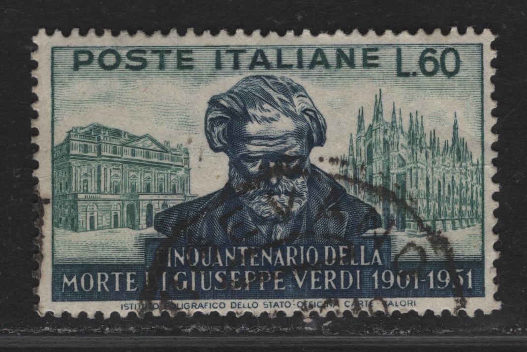Lot 197 Italy SC#596 60l Deep Green & Indigo Giuseppe Verdi, 1951 Verdi Issue, A Fine Used Single