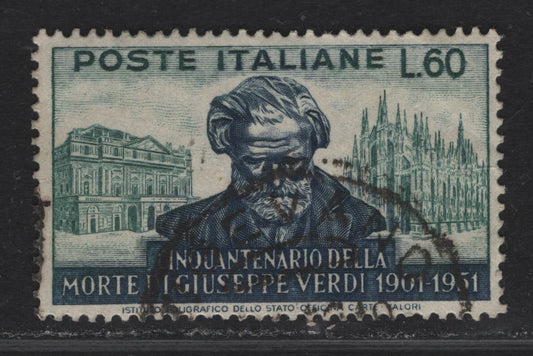 Lot 197 Italy SC#596 60l Deep Green & Indigo Giuseppe Verdi, 1951 Verdi Issue, A Fine Used Single