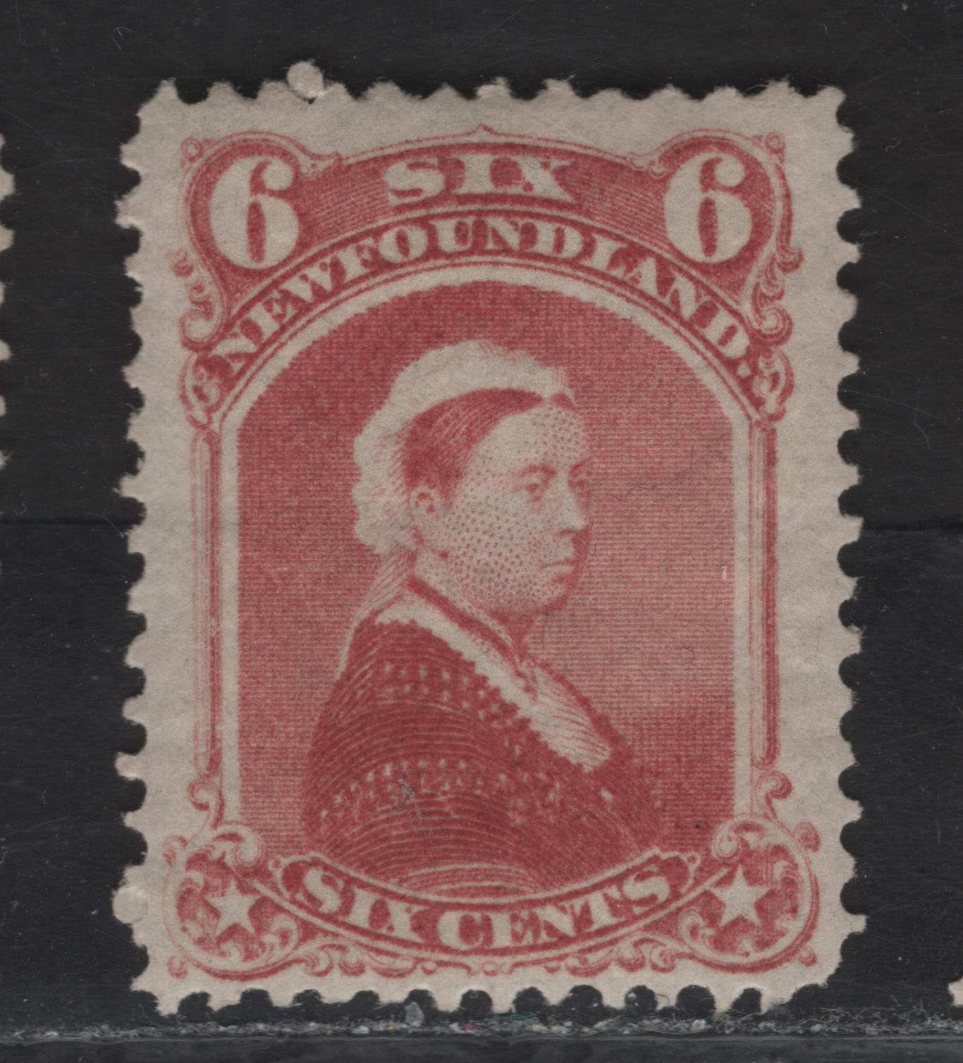 Lot 20 (C) Newfoundland #35 6c Dull Rose Queen Victoria, 1868-1894 2nd Cents Issue, A VFOG Single, Paper Cents-DD, Perf 12