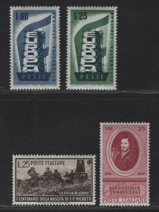 Lot 203 Italy SC#586, 715-716, 754 25l Dark Brown - Rose Claret La Figlia di Jorio - Evangelista Torricelli, 1951-1957 Michetti - Torichelli Issues, 4 VFNH Singles