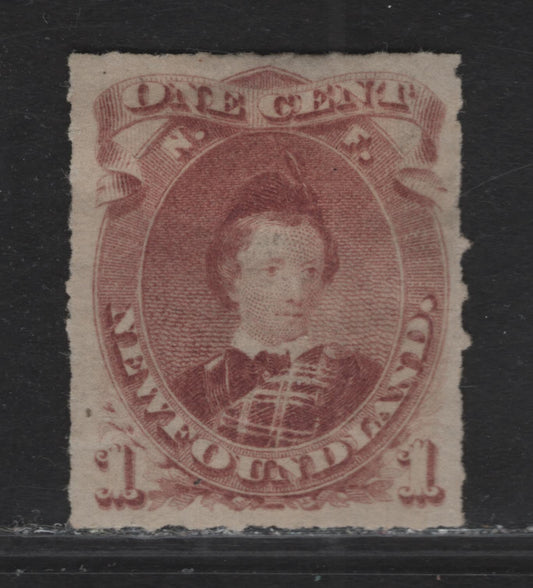 Lot 22 (C) Newfoundland #37 1c Brown Lilac Edward, Prince of Wales, 1876-1879 3rd Cents Issue, A Very Fine Unused Rouletted Single, Paper Cents-FF