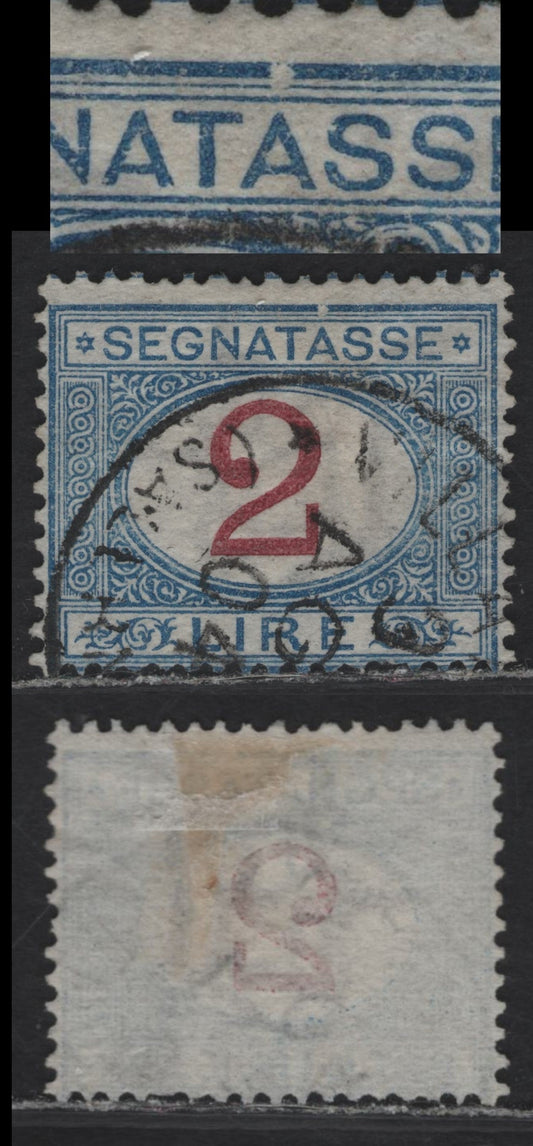Lot 232 Italy SC#J16var 2l Blue & Magenta Numeral, 1870-1925 Postage Dues, A Fine Used Single, Prominent Frame Break At Top