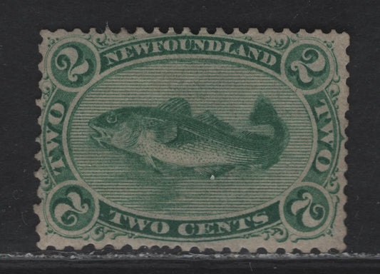Lot 3 (C) Newfoundland #24a 2c Green Codfish, 1865-1894 Cents Issue, A VGOG Single, Paper Cents-V, Left Perfs & Right Half of Bottom Margin Appear To Have Been Reperfed, What Appears To Be Original Gum.