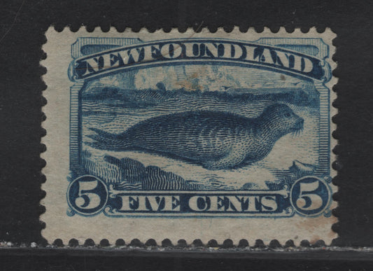 Lot 40 (C) Newfoundland #54 5c Dark Blue Harp Seal, 1880-1896 4th Cents Issue, A FOG Single, 1887 Printing, Paper Cents-OO, Perf 12.25.