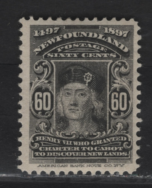 Lot 59 (C) Newfoundland #74 60c Black King Henry VII, 1897 Discovery of (C) Newfoundland Issue, A FOG Single, Paper ABNN-A, Perf 11.9x12