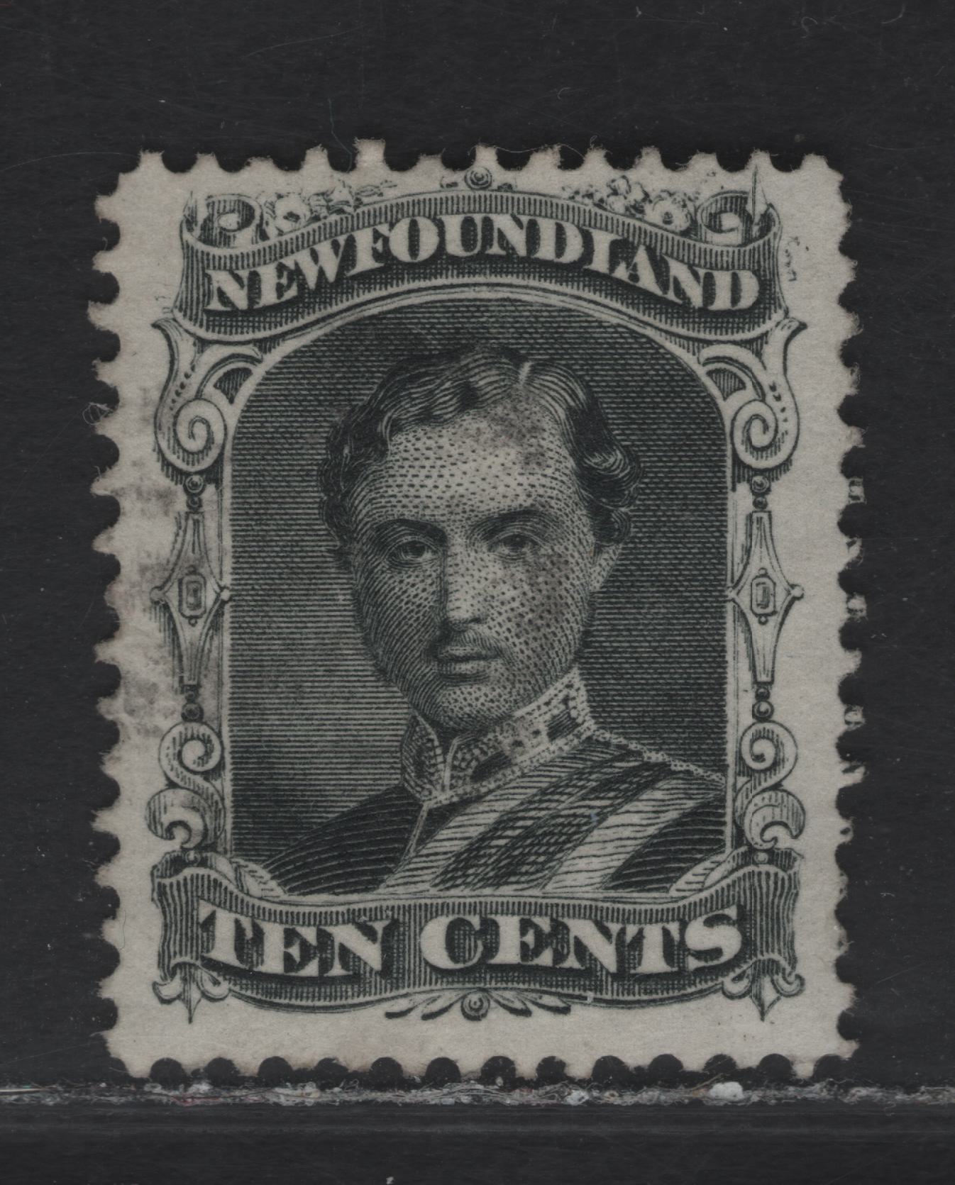 Lot 6 (C) Newfoundland #27 10c Black Prince Albert, 1865-1894 Cents Issue, A Very Fine Used Single, Paper Cents-W, Perf 12, Traces Of Imprint Along Right Perfs, Centered Just Slightly To The Top.