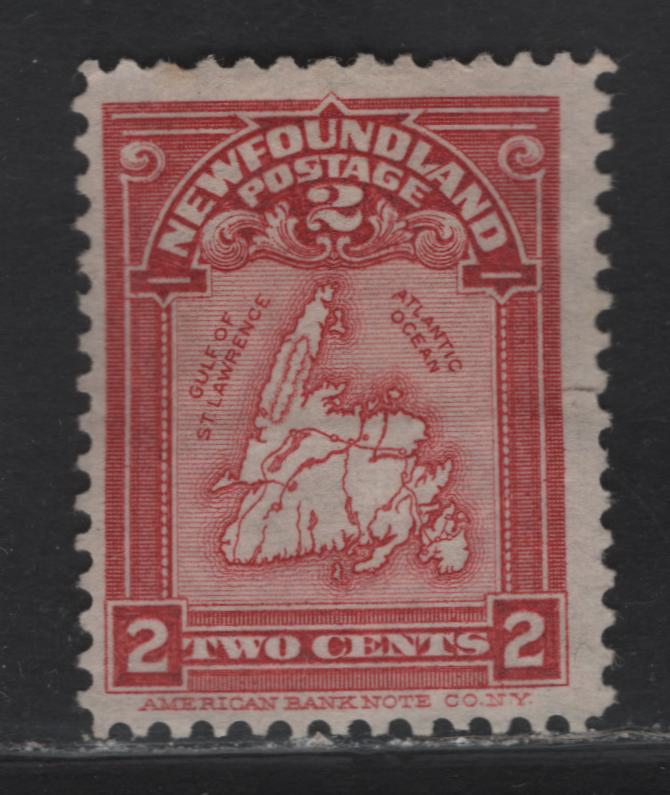 Lot 65 (C) Newfoundland #86 2c Carmine Map of (C) Newfoundland, 1908 Map Issue, A Very Good Unused Single, Paper ABNN-M, Perf 12, Small Tear In Right Margin.
