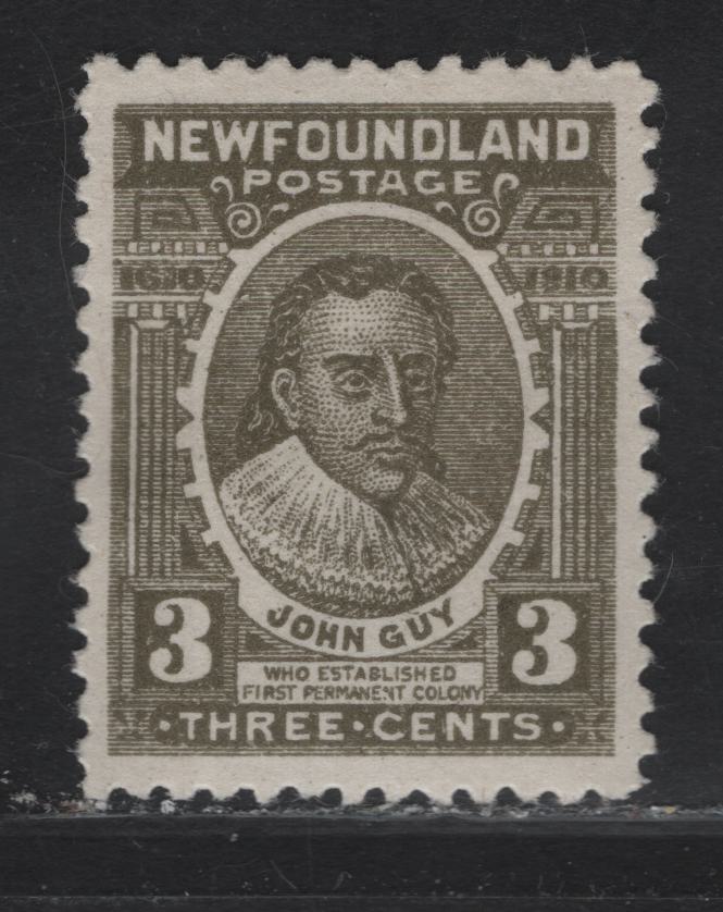 Lot 67 (C) Newfoundland #89 3c Brown Olive John Guy, 1910 John Guy Issue, A VFOG Single, Paper WM-A