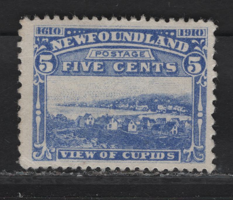 Lot 73 (C) Newfoundland #91 5c Ultramarine View of Cupids, 1910 John Guy Issue, A Fine Unused Single, Paper WM-A, Perf 14.25x12, Small Corner Crease.