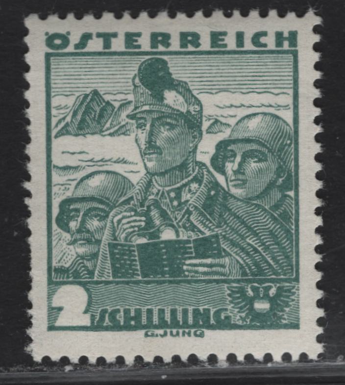 Lot 103 Austria SC#371 2s Dull Green Military, 1934-1935 Regional Costumes Issue, A FOG Single, VF Centered Some Short Perfs At Left