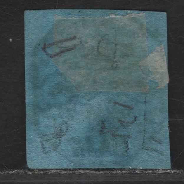 Lot 108 Roman States SC#8 7b Black on Blue Arms, 1852 Imperf Papal Arms Issue, A Fine Used Single, Full Margin On Right, Just Touching At Top, Clear But Close Margins At Left & Bottom