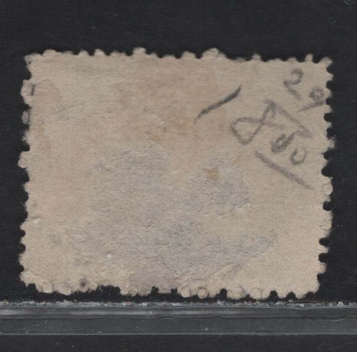 Lot 111 Roman States SC#25e 80c Black on Pale Rose Arms, 1868 Perforated Glazed Paper Papal Arms Issue, A Good Used Single, Some Surface Damage, Creases 7 Thins, Horizontal Dividing Lines Can Be Seen to be Continuous At Upper Right