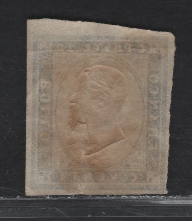 Lot 112 Sardinia SC#12 20c Indigo King Victor Emmanuel II, 1855-1863 King Victor Emmanuel II Issue, A FOG Single, One Full Margin, 3 Close Margins, Small Wrinkle At Base Between NT of Venti