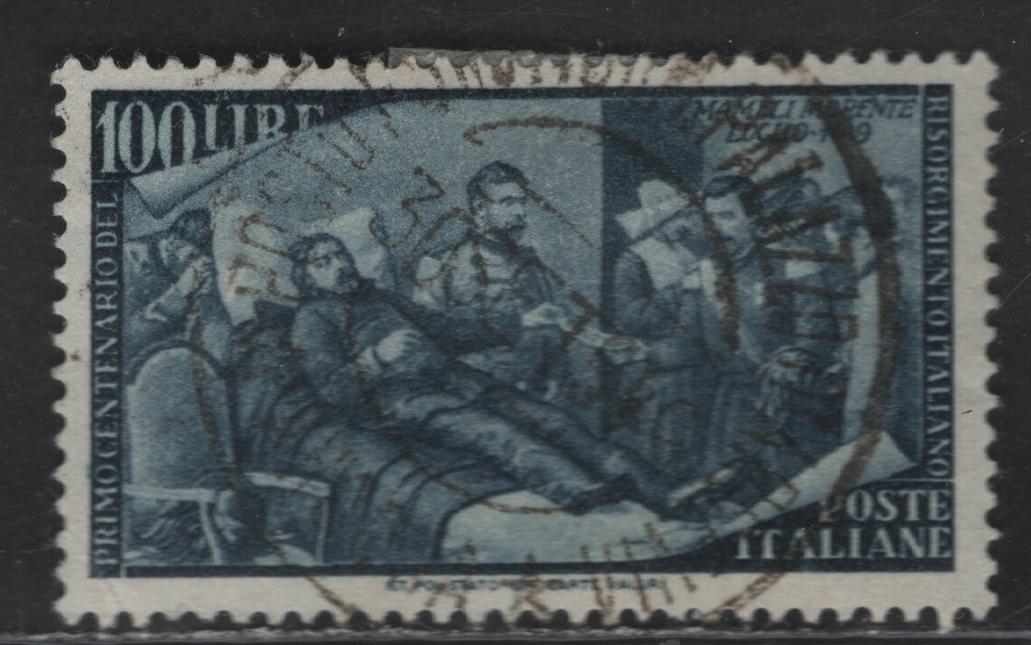Lot 122 Italy SC#506 100l Blue Black Death of Goffredo Mameli, 1948 Centenary Of Risorgimento Uprisings Issue, A Very Fine Used Single