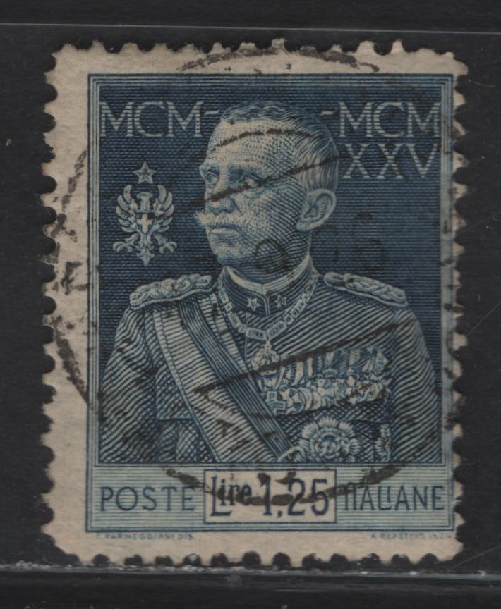 Lot 127 Italy SC#177a 1.25l Dark Blue King Victor Emmanuel III, 1928-1929 King Victor Emmanuel III Issue, A Fine Used Single, High Values, Perf 11