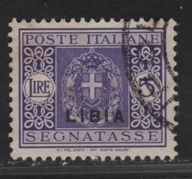Lot 133 Libya SC#J22 5l Violet Arms, 1934 Postage Dues, A Very Fine Used Single, Very Minor Toning