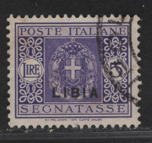 Lot 133 Libya SC#J22 5l Violet Arms, 1934 Postage Dues, A Very Fine Used Single, Very Minor Toning