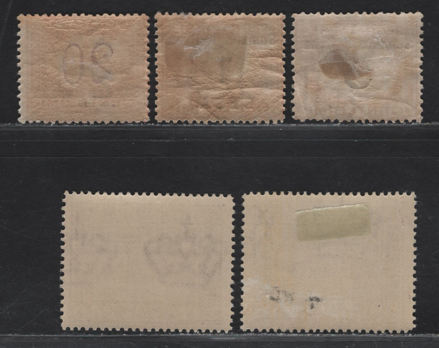 Lot 135 Somalia SC#138a-139a, J14, J23, J31 5c - 1l Deep Red Brown - Black & Buff Helicopter - Numerals, 1926-1937 Postage Dues - Photogravure Pictorial Issue, 5 F/VFOG Singles, Perf 14