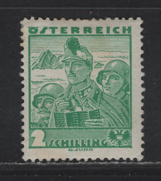 Lot 176 Austria SC#373 2s Emerald Military, 1934-1935 Costumes Issue, A FOG Single, Minor Toning