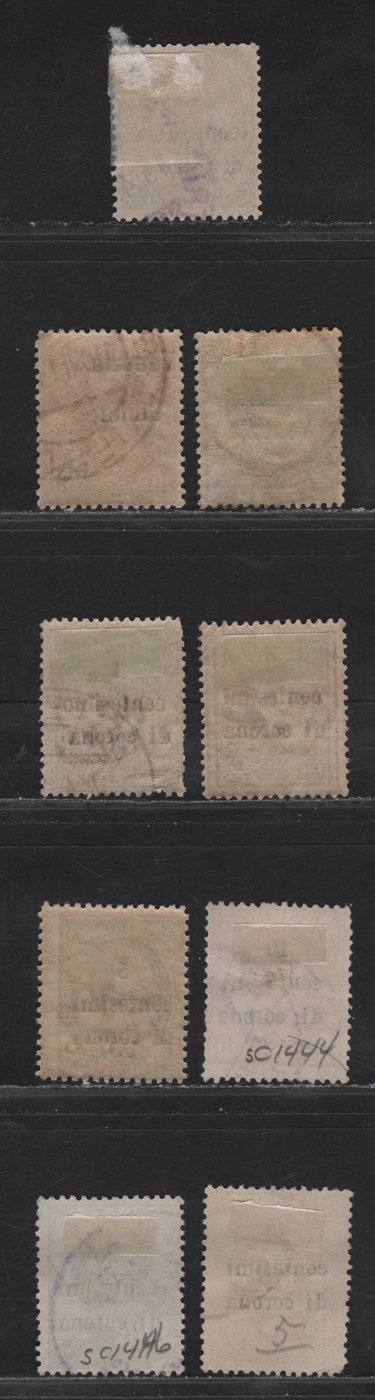 Lot 187 Austria SC#N23, N25, N64-N67 10c - 45c on 45c Claret - Olive Green Victor Emmanuel III, 1918-1919 Overprinted Victor Emmanuel III Definitives, 6 Very Good/Fine Used Singles