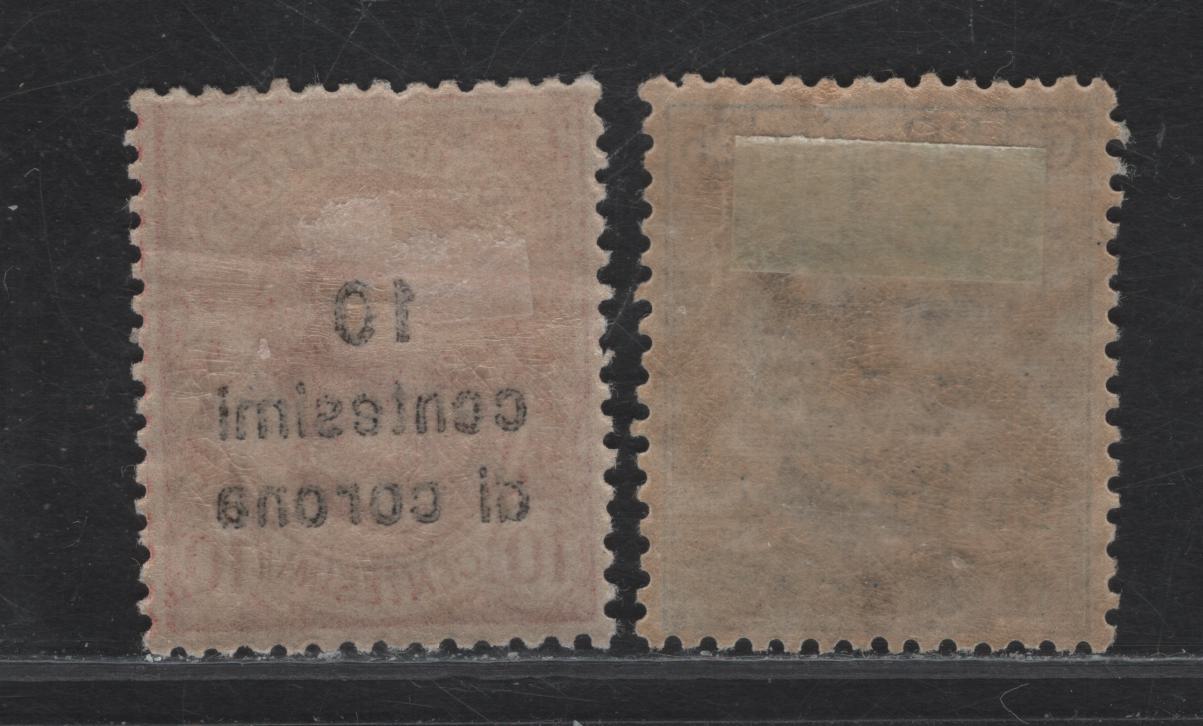 Lot 187A Dalmatia SC#3-4 10c on 10c - 25c on 25c Claret - Blue Victor Emmanuel III, 1921-1922 Overprinted Victor Emmanuel III Definitives, 2 VFOG Singles, Sans-Serif Font