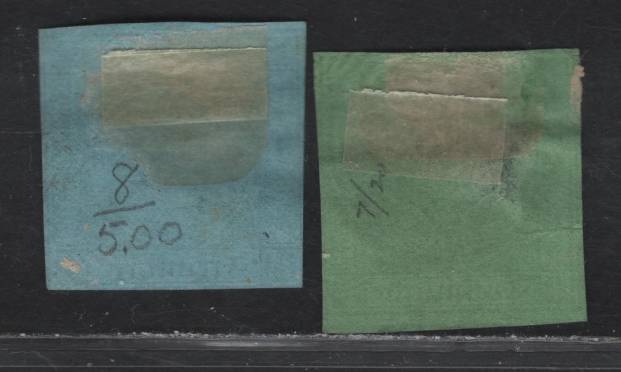 Lot 189 Baden SC#7-8 3kr Black on Green & Black on Blue Numeral, 1853-1858 Numeral Issue, 2 Very Good Used Imperf Singles