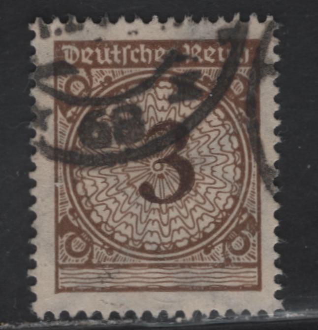 Lot 195 Germany Michel#338Pb (Scott #323var) 3pf Blackish Brown Numeral, 1923 Numeral Issue, A Very Fine Used Single