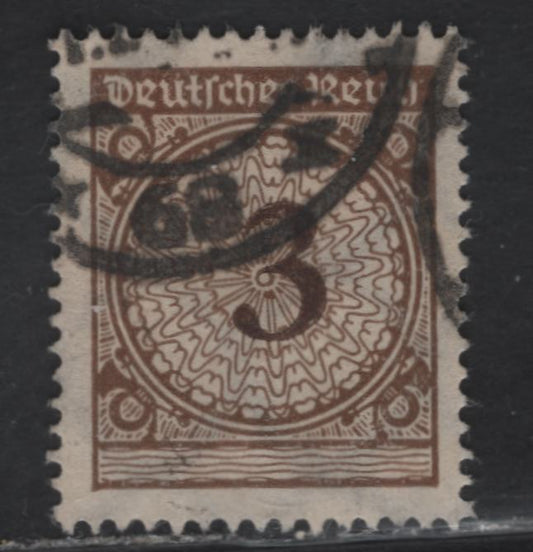 Lot 195 Germany Michel#338Pb (Scott #323var) 3pf Blackish Brown Numeral, 1923 Numeral Issue, A Very Fine Used Single