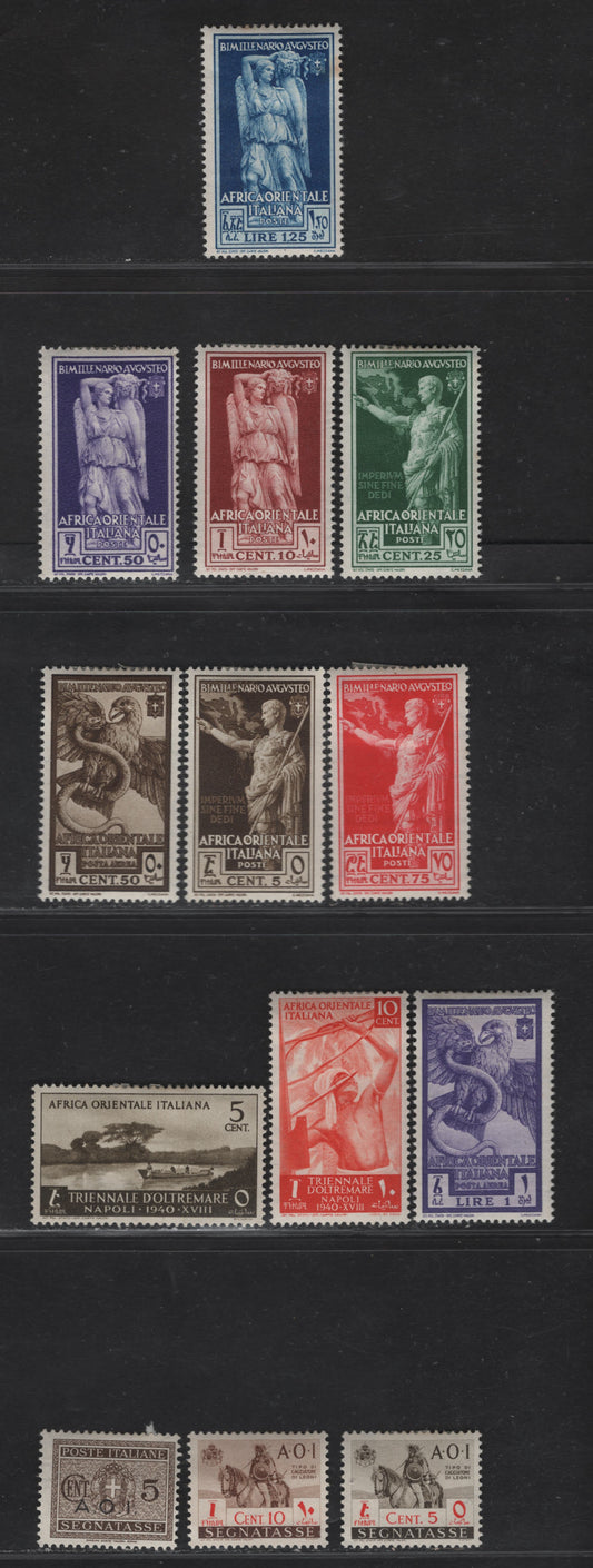 Lot 230 Italian East Africa SC#21-28, C12-C13, J1, Unissued J14-J15 5c Bistre Brown - Brown Ceasar - Numerals, 1938 Bimillenary Of Augustus Ceasar - Unissued Postage Dues, 13 F/VFOG Singles
