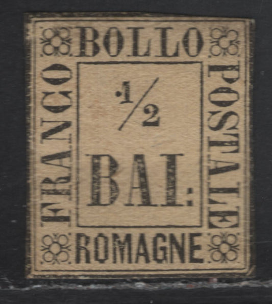 Lot 233 Romanga SC#1 1/2b Black on Straw Value, 1859 Numeral Issue, A GOG Single, Genuine Mint Example, Margins Touching On All Sides To Ever So Slightly In At Upper Right
