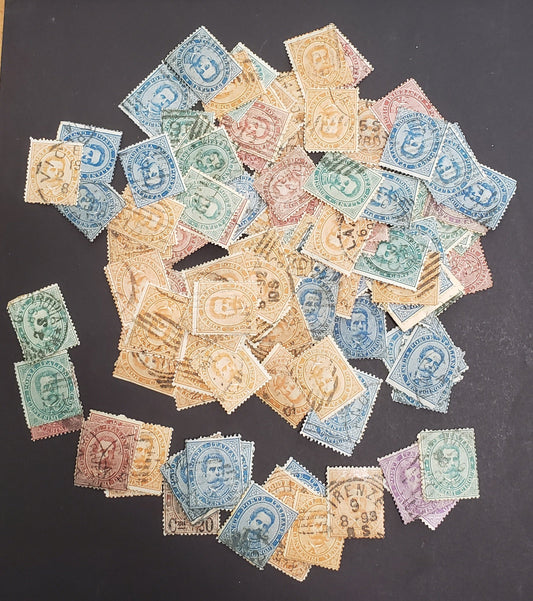 Lot 248 Italy SC#45-48, 50 5c - 50c Blue Green - Violet King Humbert I, 1879 King Humbert I Keyplates, 50-75 Very Good/Fine Used Singles, Unchecked For Plate Flaws, Inverted Wmks & Shades