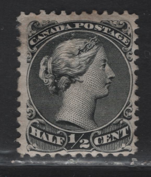 Lot 3 (C) Canada #21a 1/2c Black Queen Victoria, 1868-1876 Large Queen Issue, A Very Good Regummed Single, Mid Montreal Printing, Paper MM-I, Regummed Over A Tear through The Upper Part Of The Head.