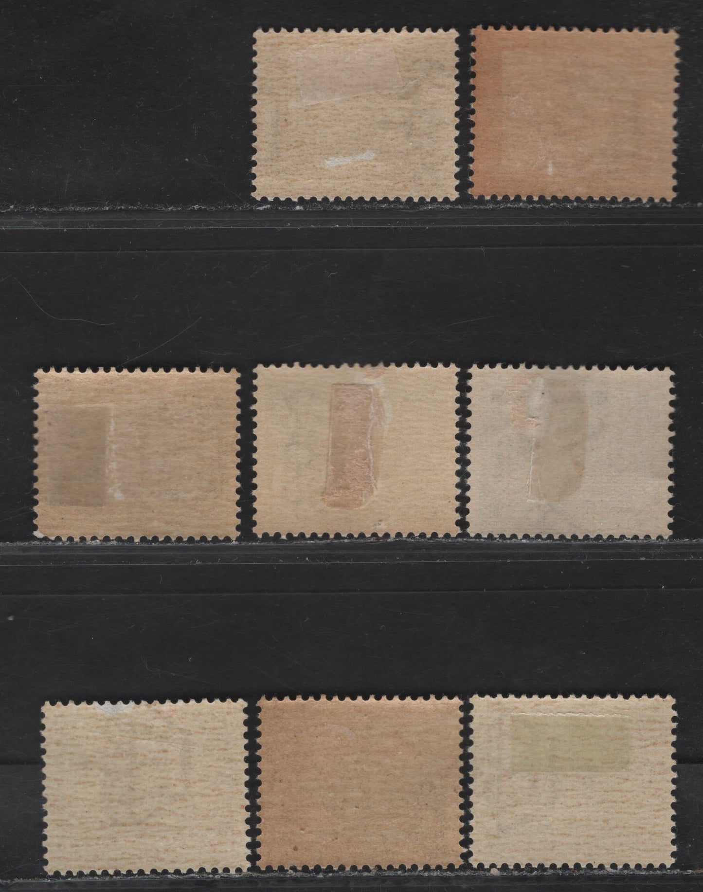 Lot 319 Italy SC#J28-J29, J31-J34, J38-J39 5c - 10l Brown - Blue Coat of Arms, 1934 Postage Due Issue With Fasces, 8 F/VFOG Singles