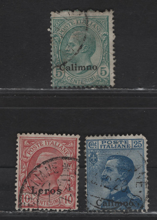 Lot 339 Italian Offices In Salonika & Smyrna SC#2, 6, 3 5c-25c Green-Blue Victor Emmanuel III, 1909-1911 Victor Emmanuel Keyplate Issue, 3 VG & Fine OG Singles