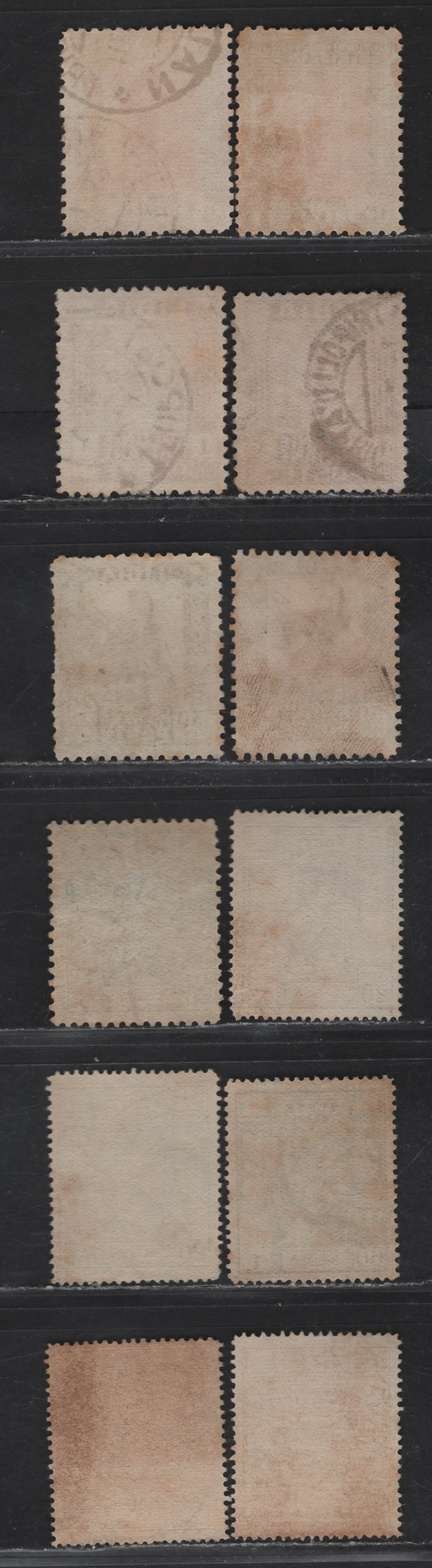 Lot 350 (C) Libya SC#39, 41, 42, 39a, 51a, 54a, 58a 20c-1.75L Green-Orange Libyan Sibyl-Victory, 1924-1940 Pictorial Definitive Issue, 12 VG-VF Used Singles Unwatermarked, Perf 14, 14.5 x 14, & 11, Extra Shades of 10c and 1.75L