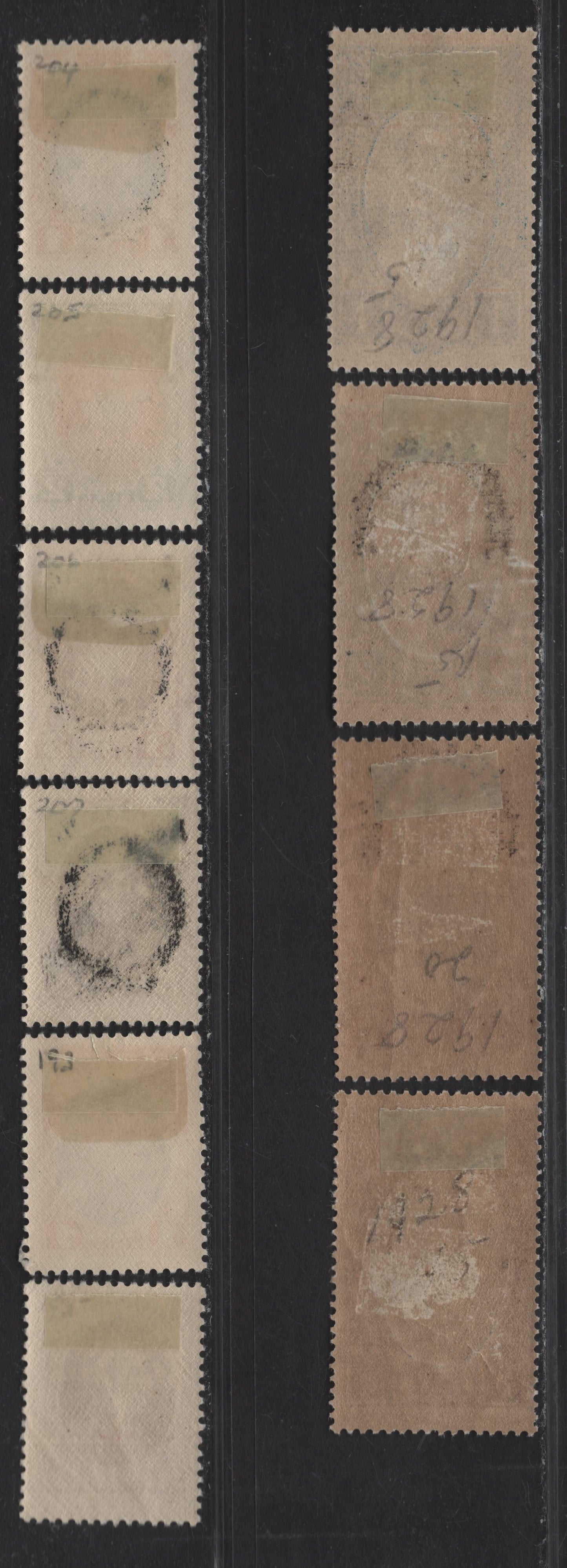 Lot 370 Albania SC#193, 195, 204-207, 234-237 1fr-5fr Red & Ultramarine - Dull Violet & Grey President Zogu, 1925-1928 Presidential Issue - King Zog Keyplate Definitive Issue, 10 Fine & VFOG Singles